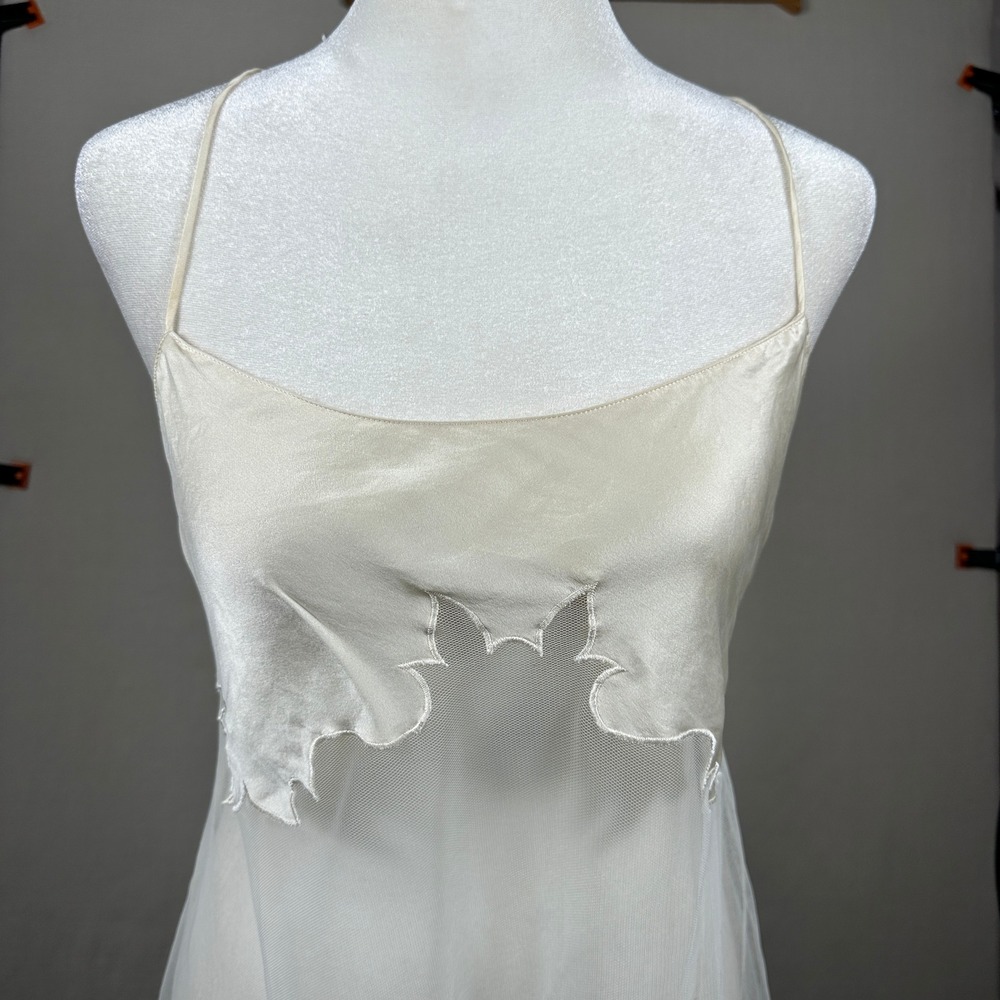 Victoria's Secret Babydoll Chemise Womens XS Ivory Good Sheer Mesh Satin Slip - Picture 5 of 13